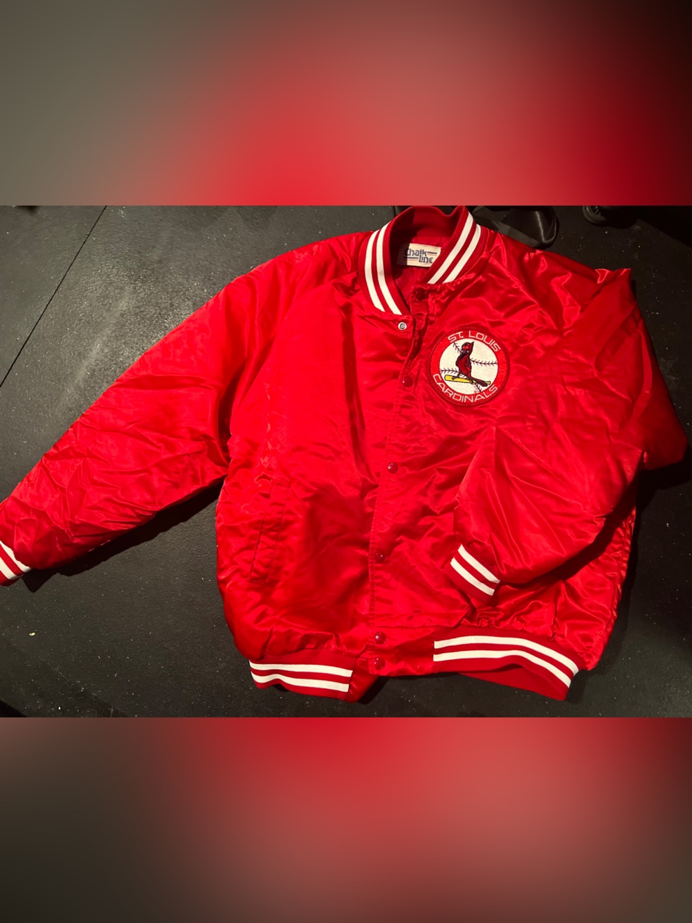 Vintage St. Louis Cardinals Red Satin Bomber Jacket